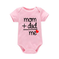 Ins Aliexpress eBay Amazon Wunsch beliebt Mama + Papa = ich Krabbelanzug Dreiecksoverall Hafu Baby  Rosa
