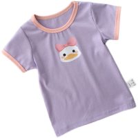 Verano de moda bebé lindo bebé niña camisetas de manga corta para niñas camisetas de verano para niños camisas de media manga con cuello redondo para niños  Púrpura