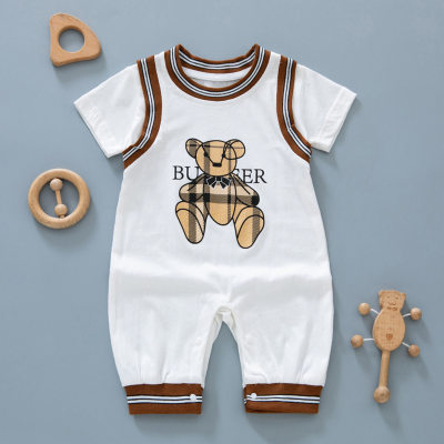 Summer clothes for boys and girls, thin short-sleeved clothes, newborn baby clothes, Internet celebrity, cute and fashionable baby jumpsuits, trendy
