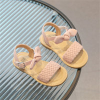 Braided Soft Sole Velcro Cork Sandals Bow Cute Princess Shoes  Pink