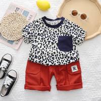 2024 new summer children's clothing short-sleeved shorts boys two-piece summer clothing children's suit one piece drop shipping  Black