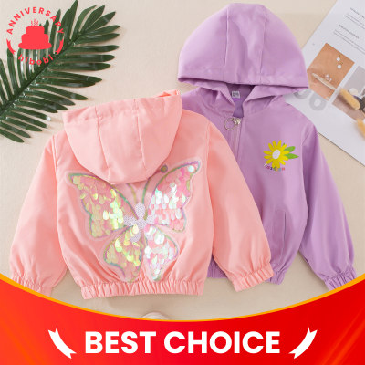 Toddler Casual Butterfly Printed Hooded Jacket