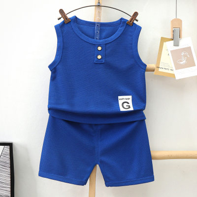 Children's vest suit summer waffle boys and girls shorts summer clothes baby clothing children's clothing manufacturer batch