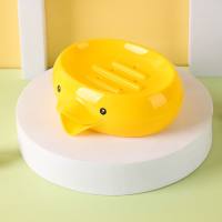 Porte-savon de salle de bains à couvercle rabattable en forme de canard de dessin animé, sans poinçon  Multicolore