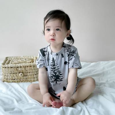 Summer baby pure cotton thin short-sleeved crawling clothes cute super cute fashionable summer clothes baby jumpsuit