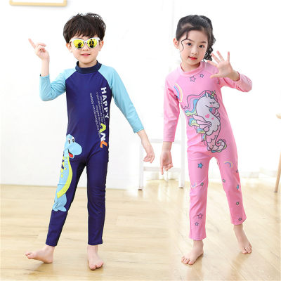 Children's swimwear, boys and girls swimsuits, long-sleeved beachwear, one-piece surfing suits for small, medium and large children
