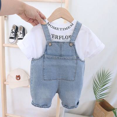 Children's suits boys and girls simple letter overalls two-piece suits summer clothes fashionable trend baby