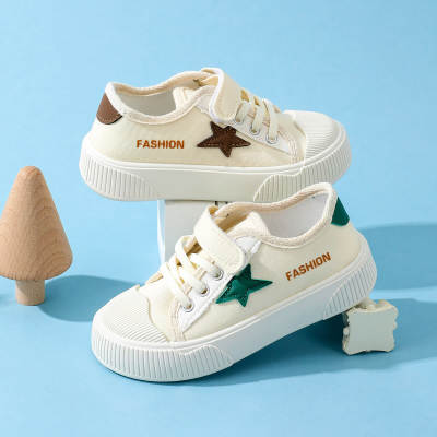 Sapatos infantis de lona com estampa de estrela e letras de velcro