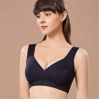 Nursing bra thin breathable maternity bra plus size wide shoulder strap nursing bra bamboo cotton sports yoga back  Black