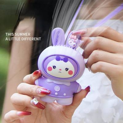 New product Rabbit cute hanging neck small fan children student portable USB charging handheld fan mini electric fan