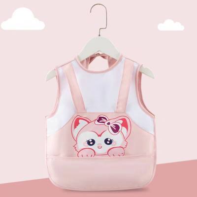 Baby children's overalls waterproof and anti-dirty reverse wear clothes infant mother and baby apron bib rice pocket