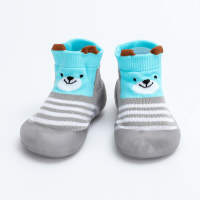 Toddler Stripe Pattern Cartoon Animal Pattern Sock Shoes  Gray