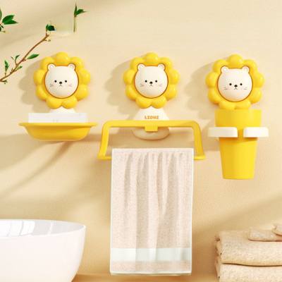 Toothbrush cup mouthwash cup children's cartoon toothbrush cup towel rack soap box parent-child toothbrush cup wash cup bathroom set