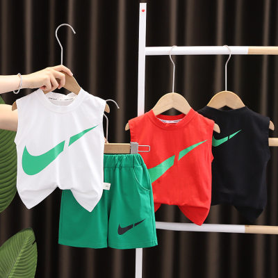 Comercio exterior 2023 nueva versión coreana de verano de niños y niñas deportes chaleco sin mangas con gancho roto conjunto de dos piezas ropa infantil coreana de moda
