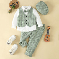 Boys' suits, baby birthday party dresses, children's British handsome vests, white shirts, boys' small suits  Green