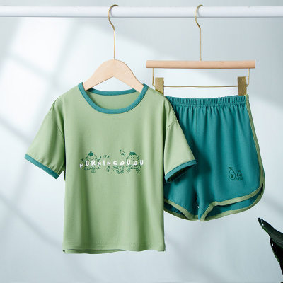 Children's short-sleeved T-shirt suit summer thin loose home clothes