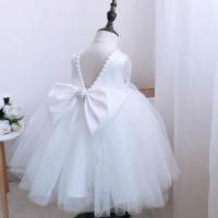 Cross-border special supply for girls princess dress, children's wedding dress, flower girl dress, host piano performance dress, tutu dress  White