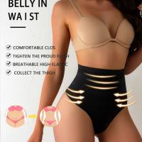Sale mid-waist tummy-control pants body-shaping pants body-shaping waist sexy triangle thong panties for women  Black