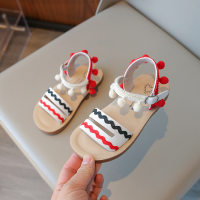 Children's colorful balls embellished ethnic style soft-soled sandals  Red