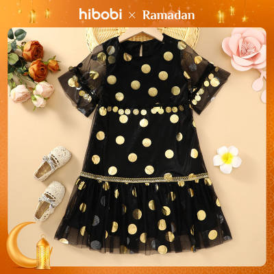 hibobi Girl Baby Gold Polka Dot Dress