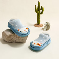 Rutschfeste Baby-Socken aus reiner Baumwolle im Cartoon-Tier-Stil  Blau
