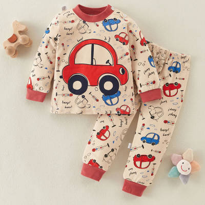 2-piece Vehicle Pattern Pajamas Sets for Toddler Boy