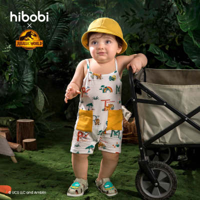 Jurassic World × hibobi boy baby Dinosaur Print Yellow Pocket Halter Bodysuit