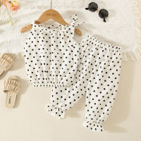 2-piece Toddler Girl Leopard Printed Halted Neck Blouse & Matching Flare Pants  White