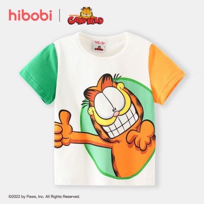 hibobi x Garfield - Camiseta de algodón con estampado informal para niños pequeños
