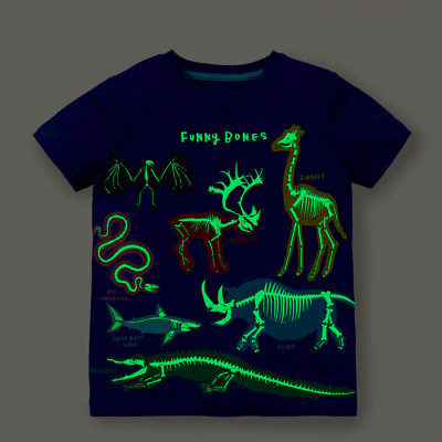 T-shirt à motifs de dinosaures fluorescents pour tout-petits