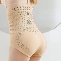 Summer high waist hollow postpartum abdomen pants stomach waist body shaping pants women's high-end waist shaping pants  Beige