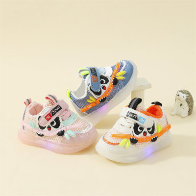 Toddler LED Color-block Panda Style Velcro Sneakers