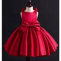 Children's dress princess dress piano performance costume birthday stylish host tutu skirt girl baby one-year-old dress  Red