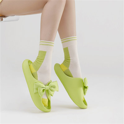 Kid Girl Solid Color Bowknot Decor Slide Sandals
