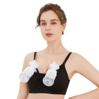 Nursing bra milk pumping hands-free bra postpartum no steel ring thin top buckle hanging breast pump milking underwear  Black