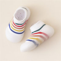 Children's striped contrast socks shoes toddler shoes  White