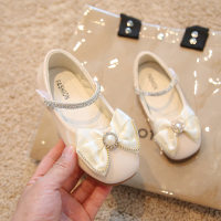 Sweet princess shoes for kids with bows, small leather shoes with soft soles for babies  Beige
