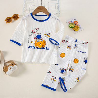 2-piece Toddler Boy Pure Cotton Cartoon and Letter Printed T-shirt & Matching Pants