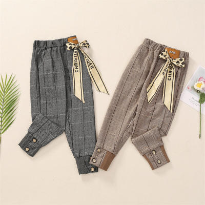 Kids Girls College style Plaid Casual trousers