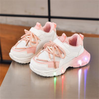 Children's LED light-up soft-soled running shoes  Pink