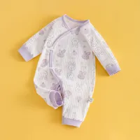 Newborn baby clothes newborn belly protection boneless butterfly clothes crawling clothes pure cotton baby jumpsuit  Multicolor