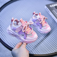 Children's breathable single mesh sports shoes  Pink