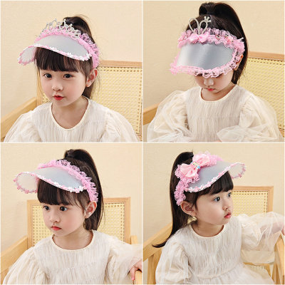 Girls' Lace Spliced Crown Decor Peaked Cap