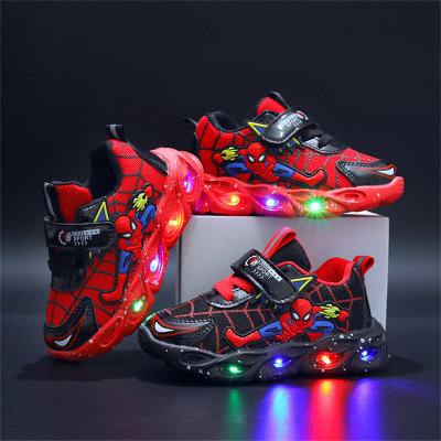 أحذية رياضية مضيئة بإضاءة LED على شبكة الإنترنت للأطفال من Spider-Man