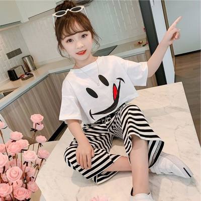 Summer children's clothing short-sleeved suit girls T-shirt anti-mosquito pants two-piece suit