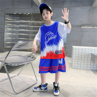 New summer boys' basketball uniforms for children, quick-drying uniforms for middle and large children, two-piece suits  Blue