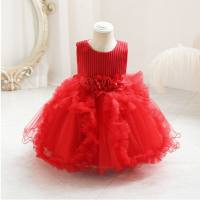 1. Geburtstagskleid 2023 neuer Stil Prinzessinnenkleid Mädchen Sommerkleid Kinder Tutu Rock Geburtstagsparty Kleid Rock  rot