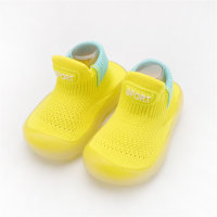 Calzini alti elastici con lettera per bambini, scarpe da bambino trasparenti con suola morbida  Giallo