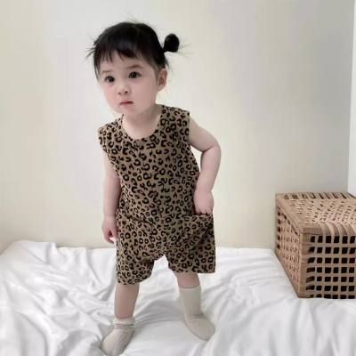 Baby girl super fashionable baby romper summer sleeveless clothes baby boy pure cotton cute crawling clothes short-sleeved jumpsuit