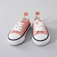 Children's solid color Velcro canvas shoes  Pink